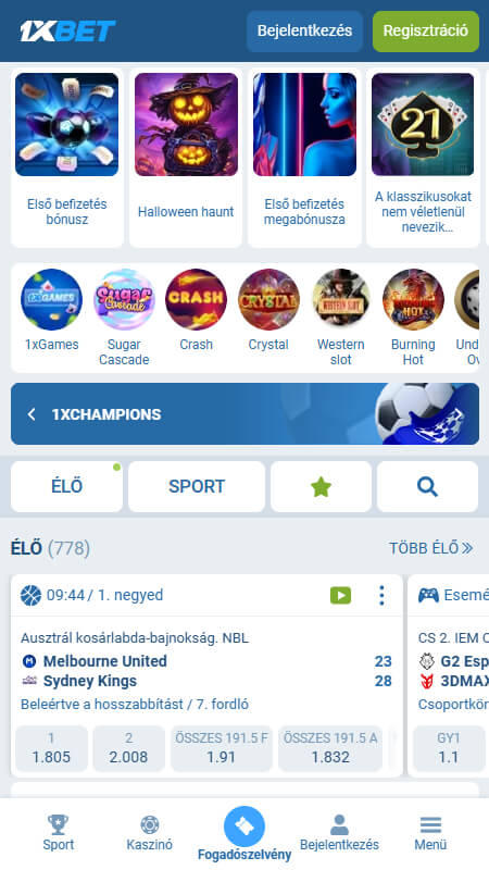 1xBet main page