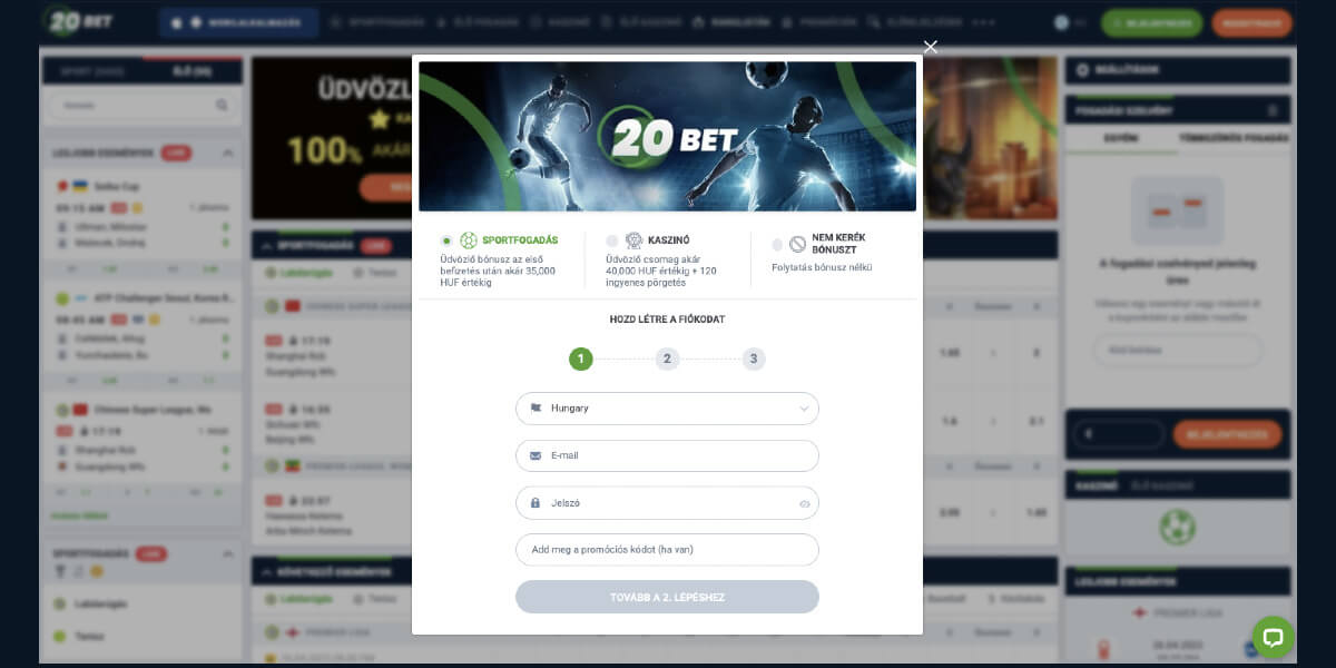 20Bet online sportfogadás
