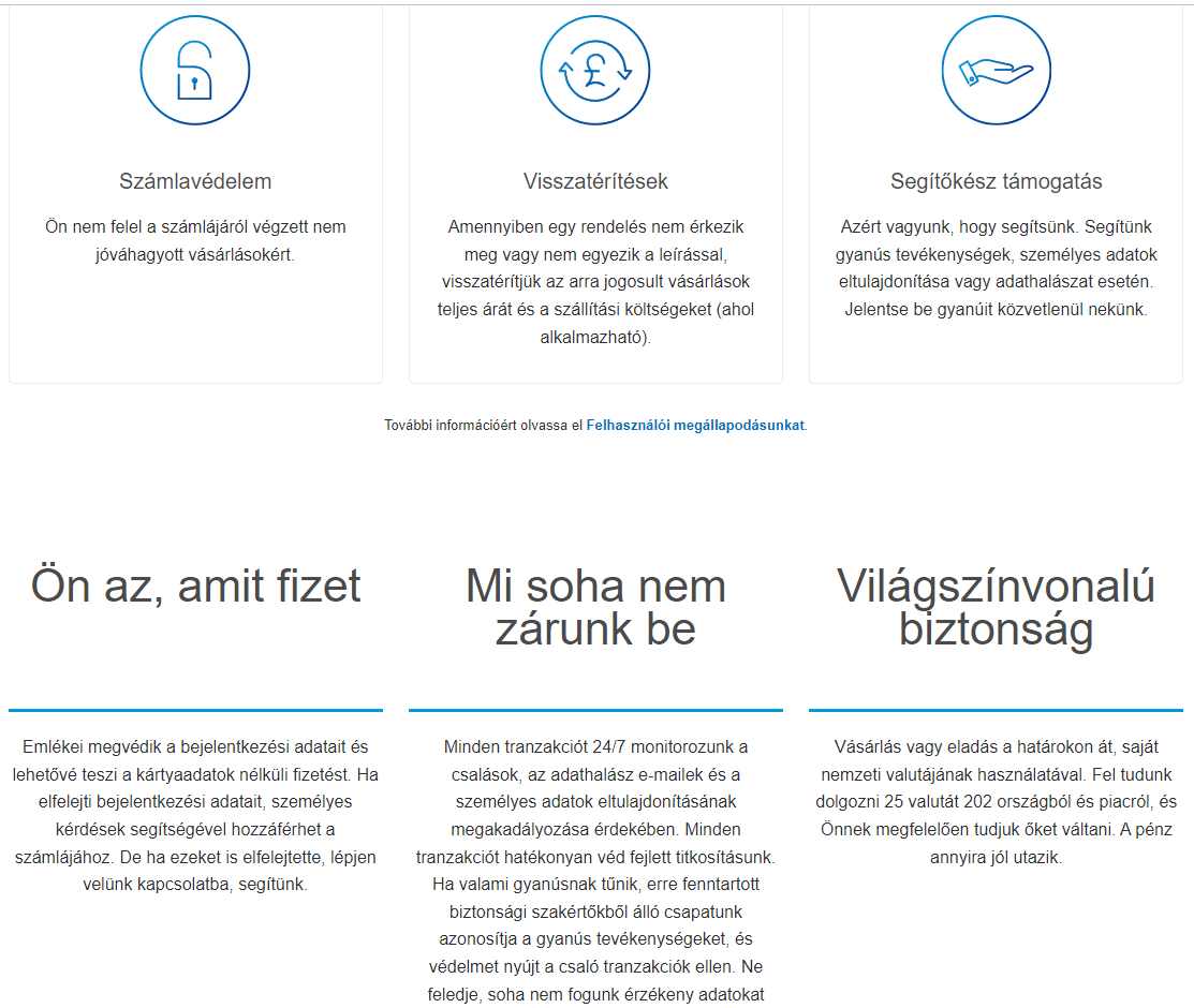 A PayPal számos funkcióval