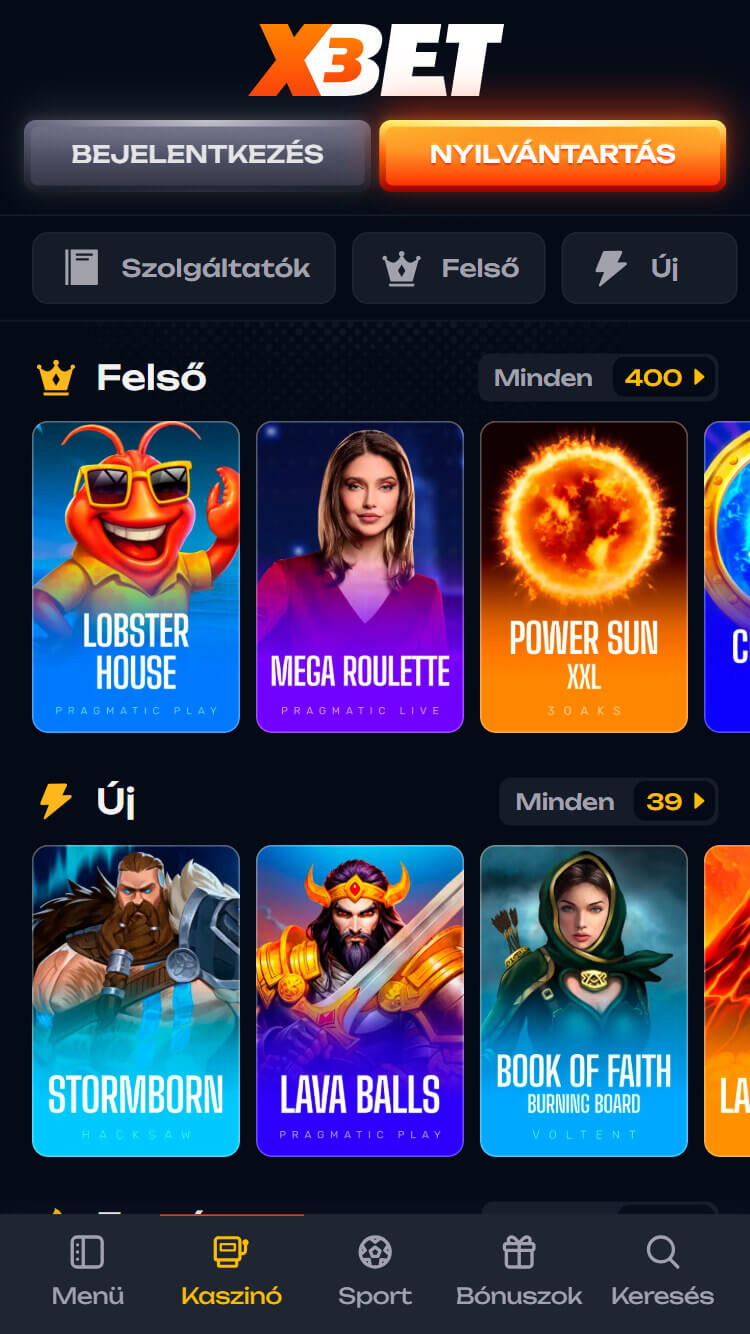 A X3Bet casino játékai