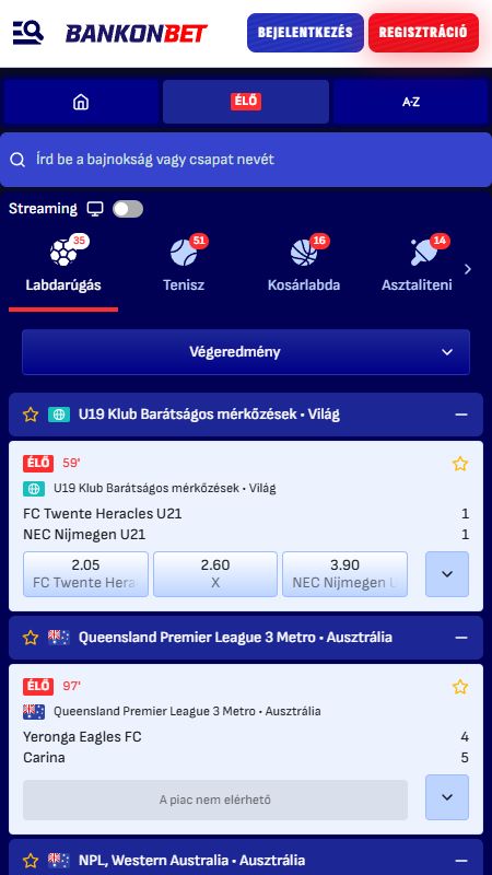 Élő fogadás a Bankonbet-ra
