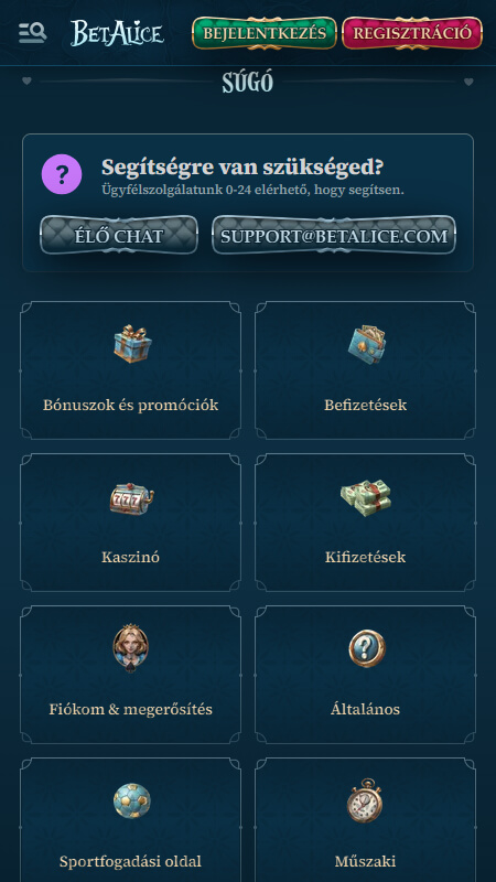 BetAlice technical support