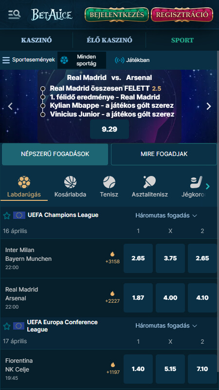 BetAlice sports