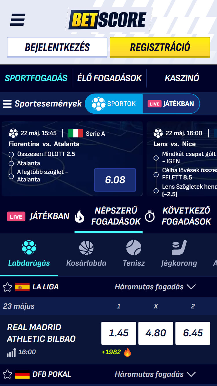 Betscore Élő fogadás