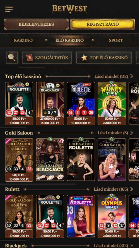 Betwest élő kaszinó