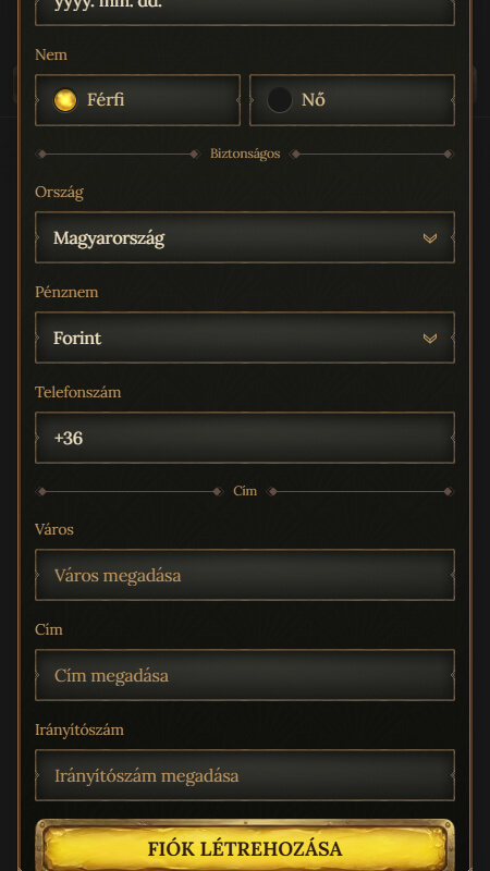 Betwest kaszinó regisztráció 2. lépés