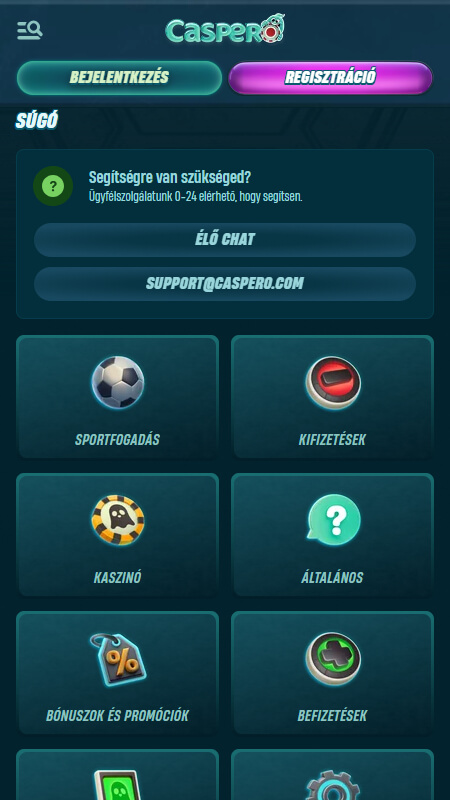 Caspero technical support page HU