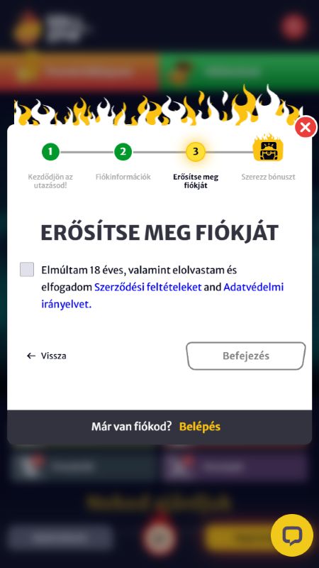 Fiók létrehozása a Hellspinn