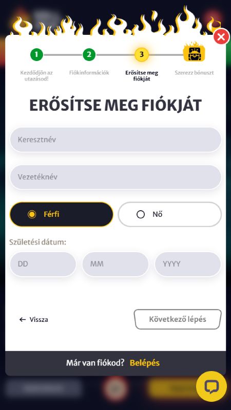 Fiók létrehozása a Hellspinn