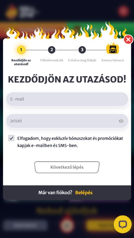 Fiók létrehozása a Hellspinn