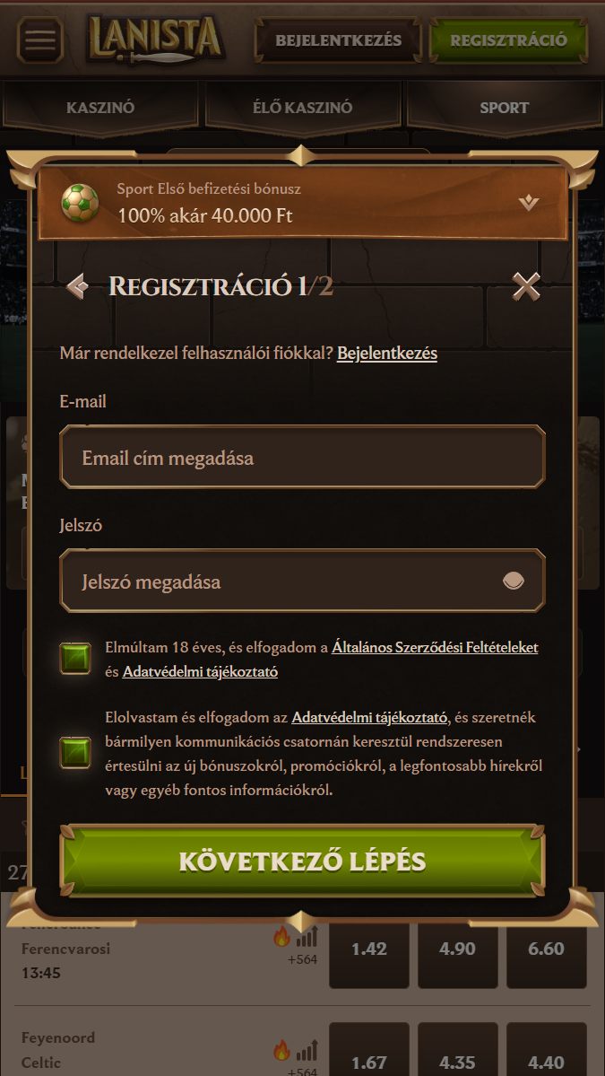 Regisztráció a Lanistán: 2. lépés