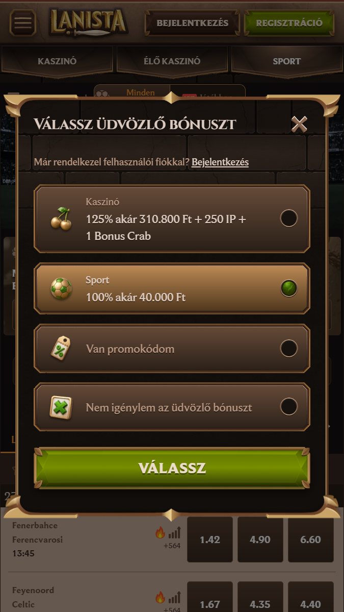 Regisztráció a Lanistánál: 1. lépés