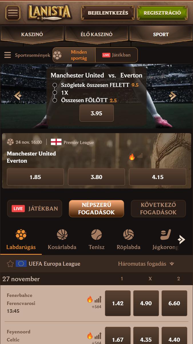 Lanista sportfogadás a főbb ligákban