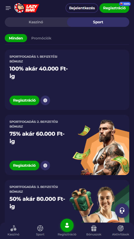 Lazybar Bookmaker Sport Bonuses