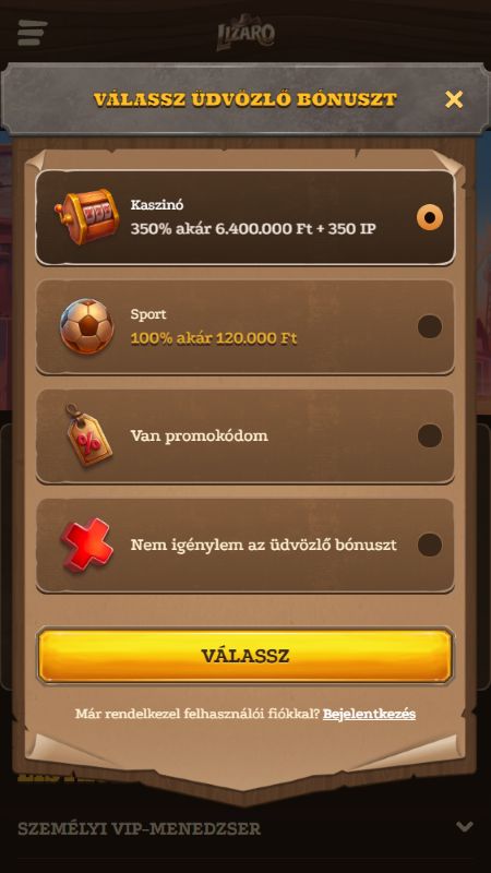 Fiók létrehozása a Lizaro n