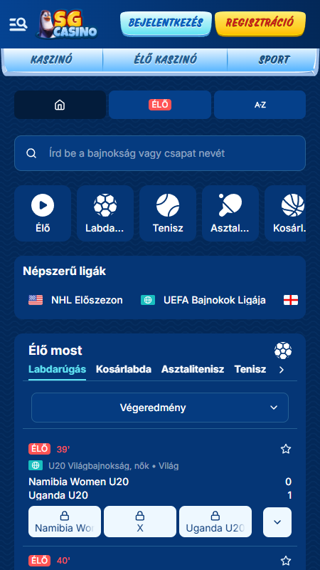SGCasino sport page