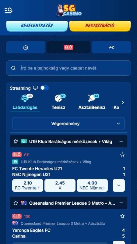 Élő fogadás a sgcasino-ra