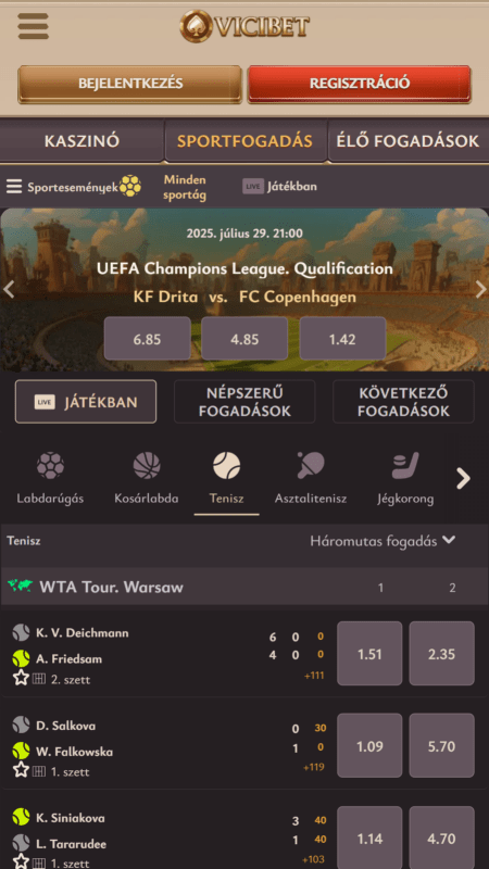 ViciBet élő sportfogadás