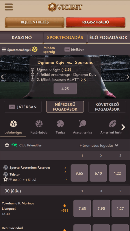 ViciBet sportpiacok