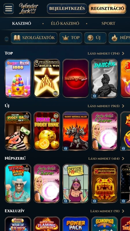 Wonderluck casino games