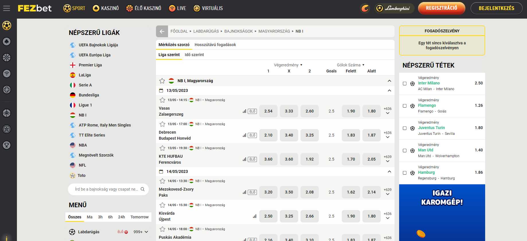 Fezbet sportfogadás liga