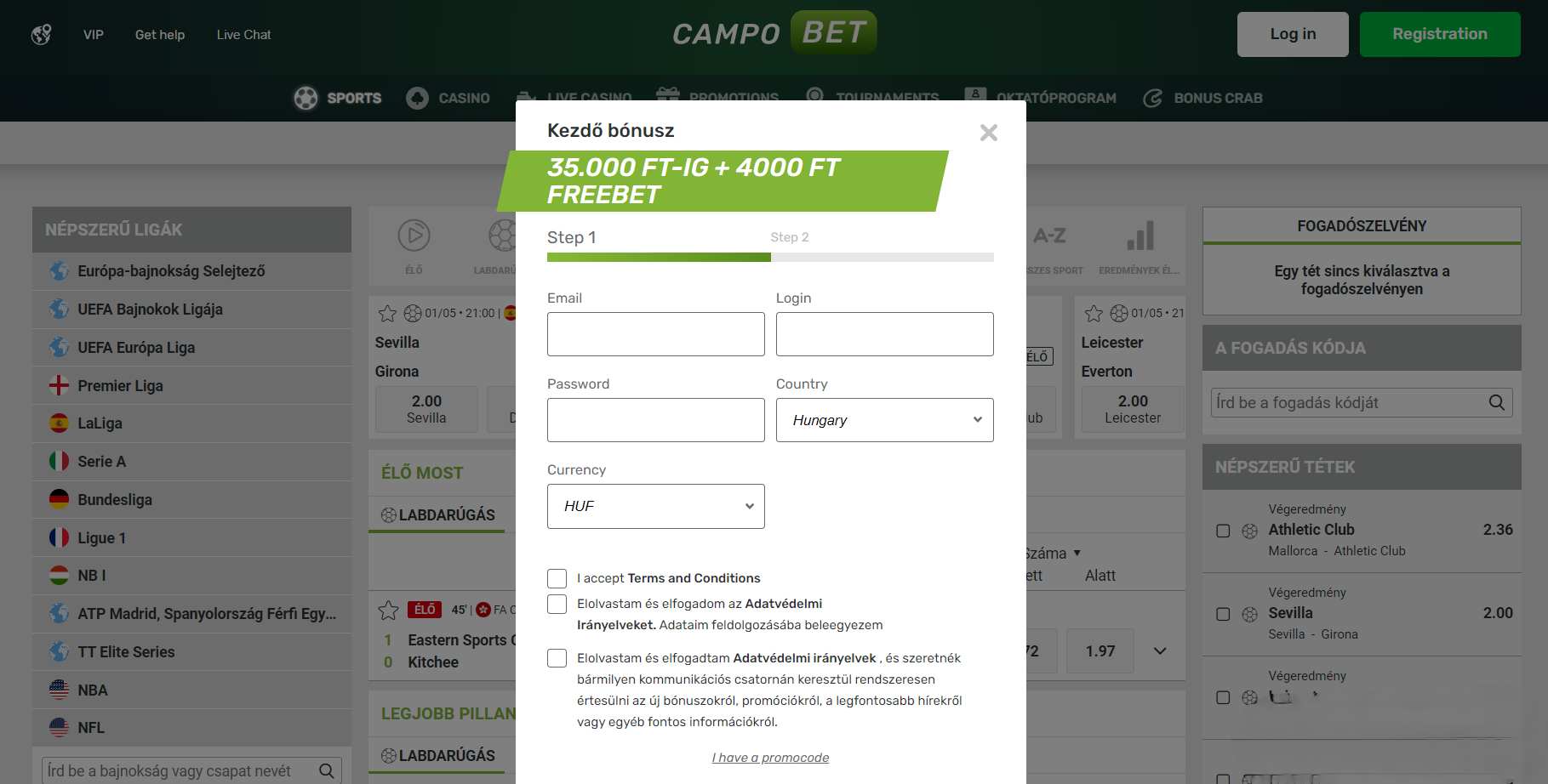 Campobet regisztráció