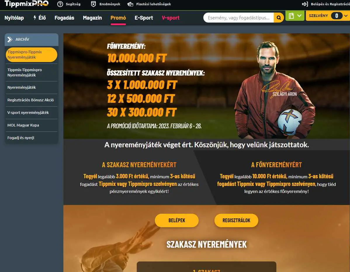 TippmixPro felület és promóciók