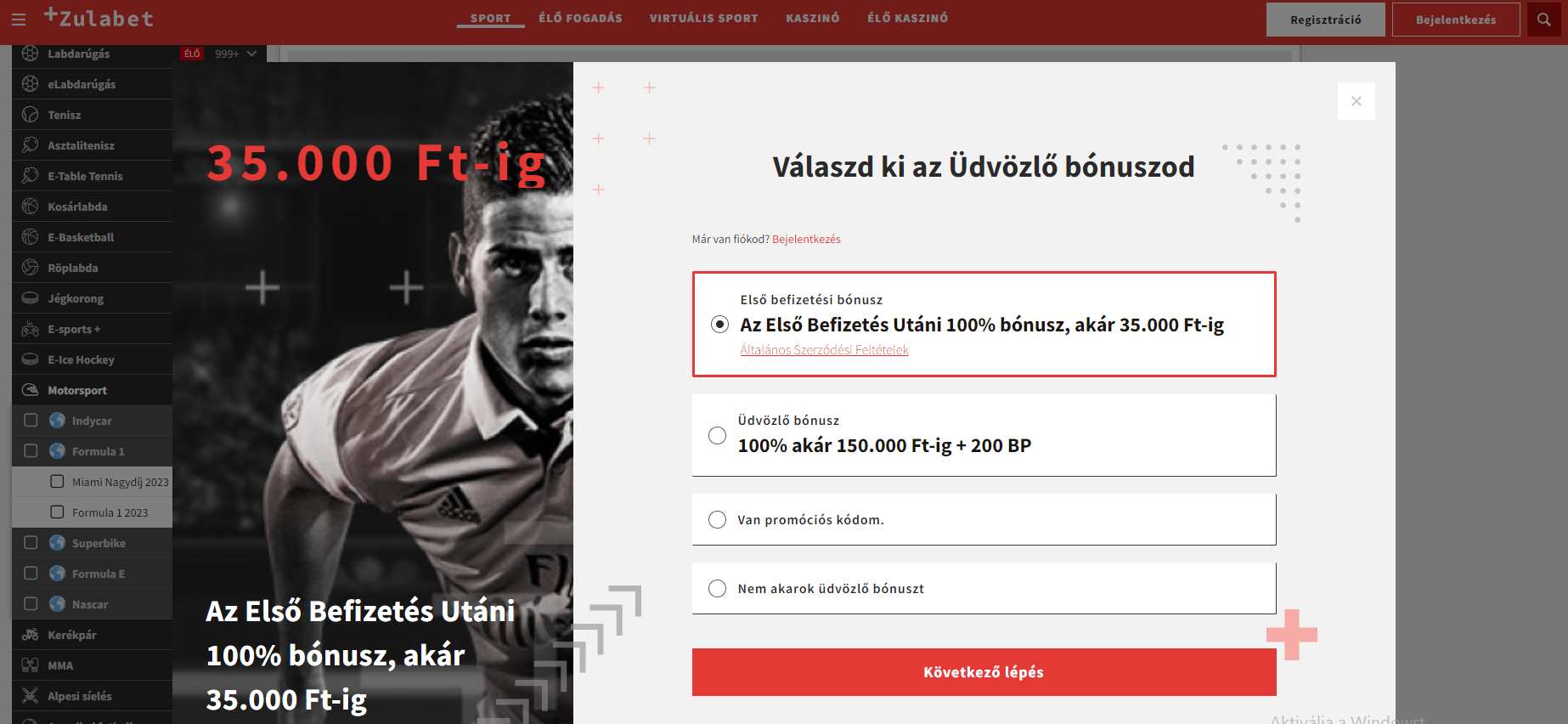 ZulaBet regisztráció