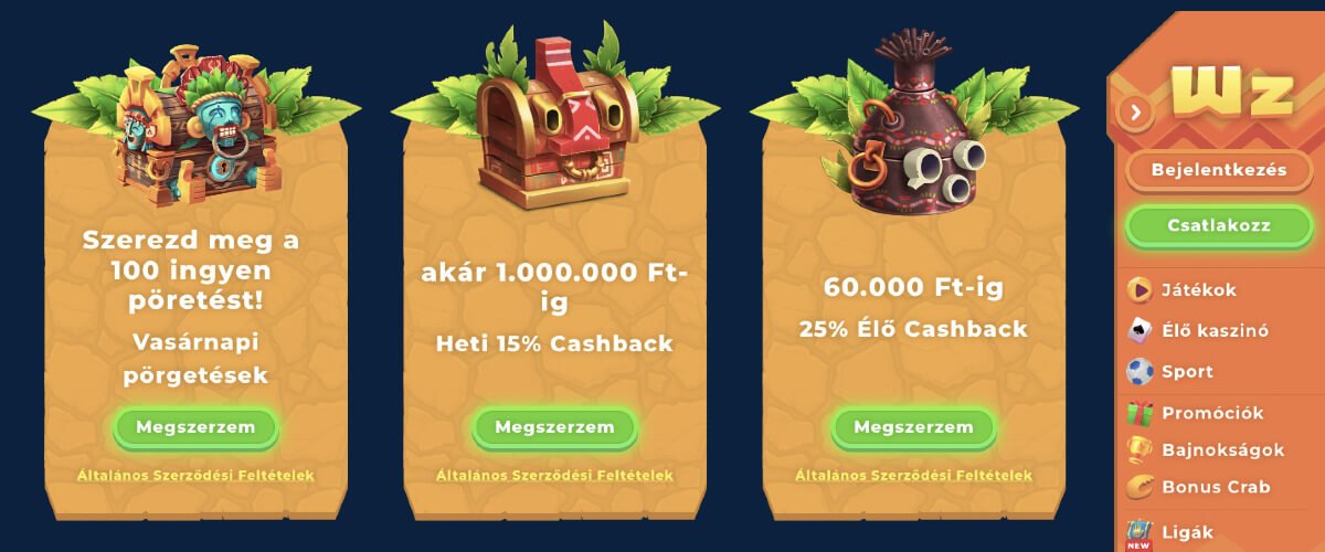 Wazamba Befizetés nélküli bónusz