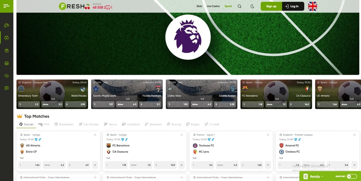 Fresh Casino sportfogadás