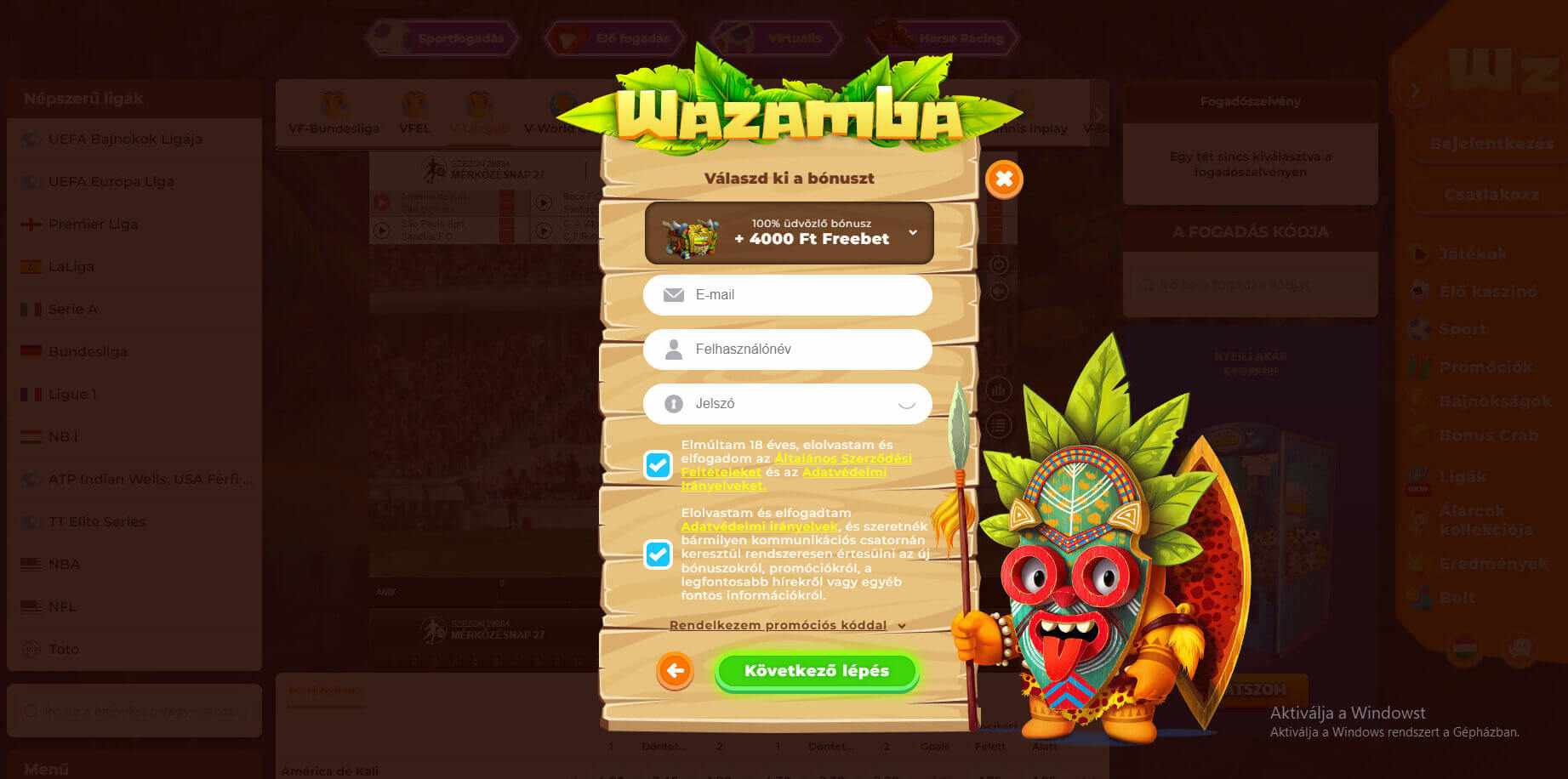 Regisztráljunk wazamba