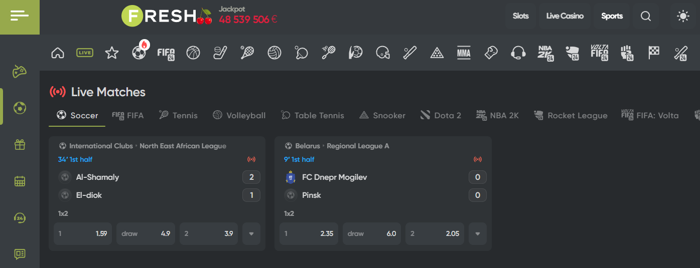 Live Fogadások a Fresh Sportfogadón