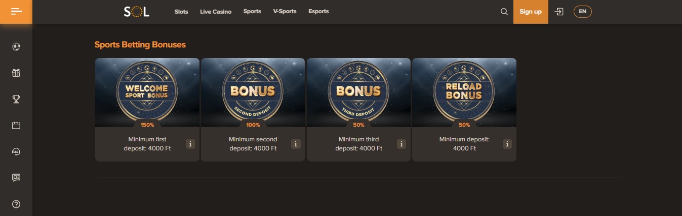 SOL Sport betting Bonuses, sportfogadasok.net