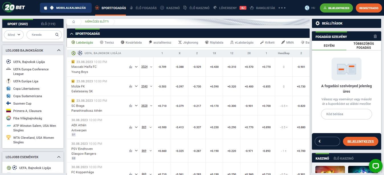 20Bet Sportfogadas