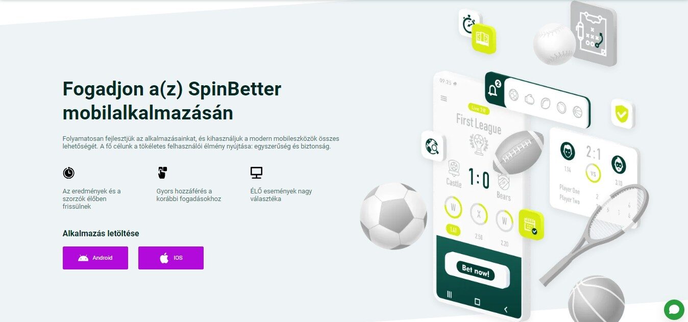 SpinBetter Bookmaker Mobile app, sportfogadasok.net