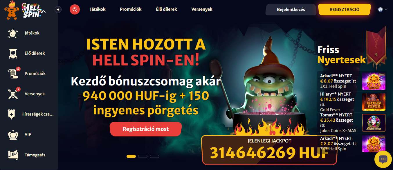 Hell Spin Casino Mane Page HU