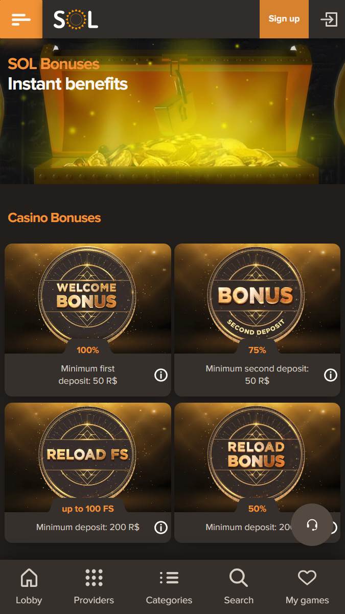 sol casino mobile bonuses