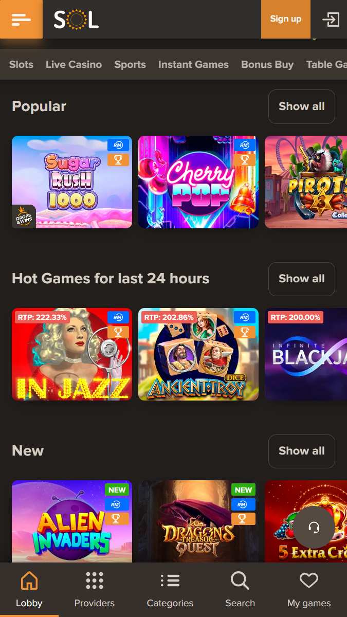 sol casino mobile casino