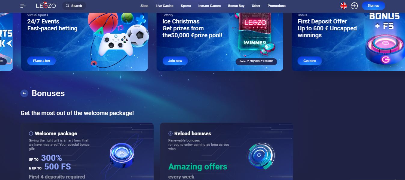 Legzo Casino Bonuses