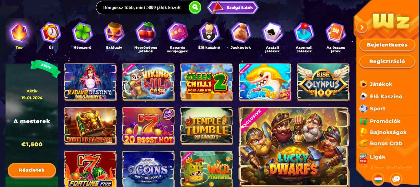 Wazamba casino Games