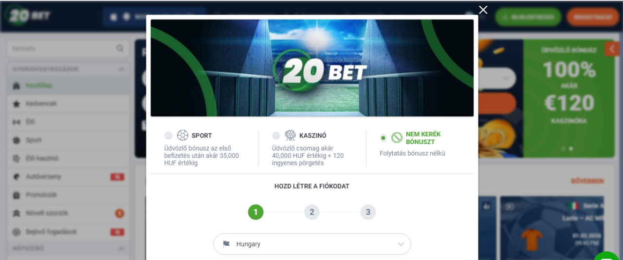regisztráljak a 20bet