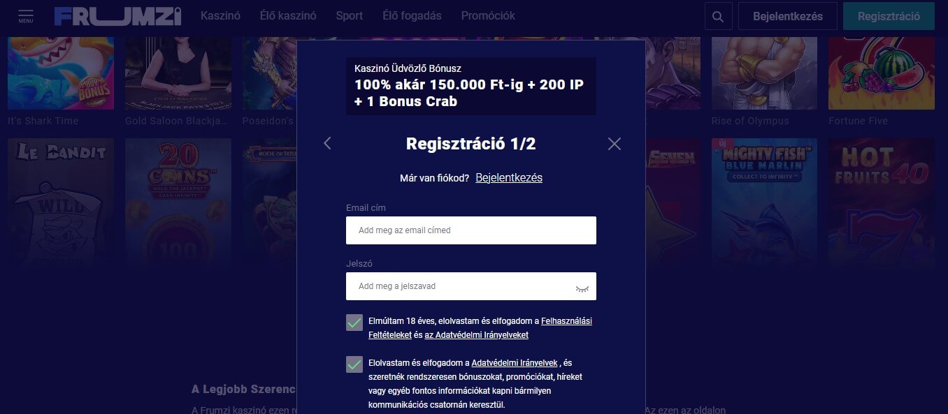 Frumzi Kaszino Regisztráció, sportfogadasok.net