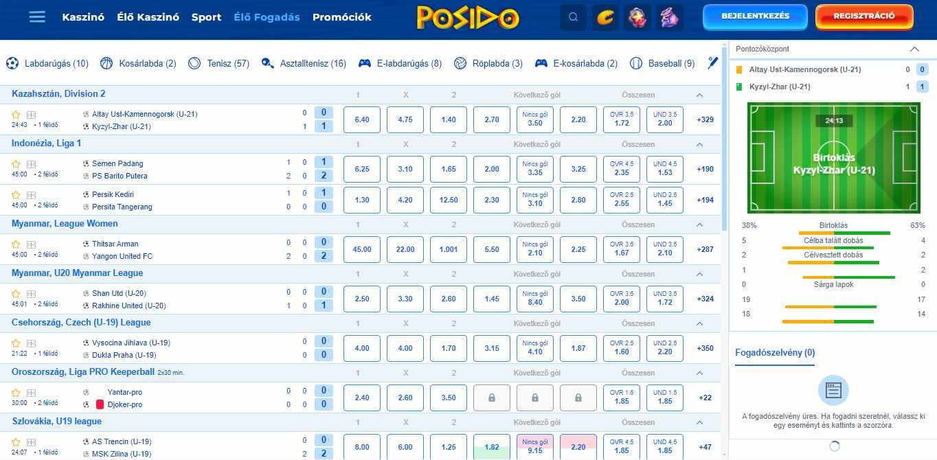 Posıdo Live betting in Hungary, sportfogadasok.net