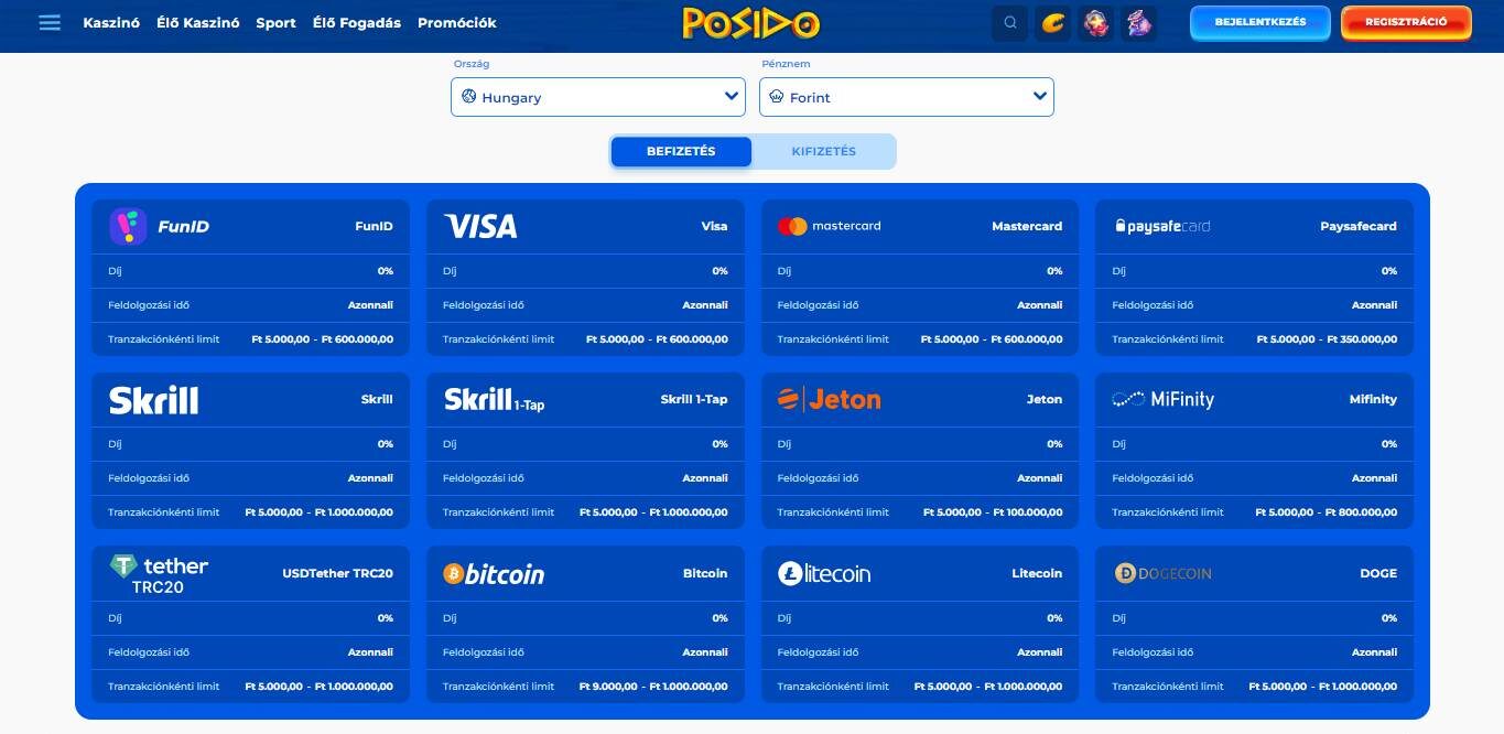 Posıdo Payment Methods in Hungary, sportfogadasok.net