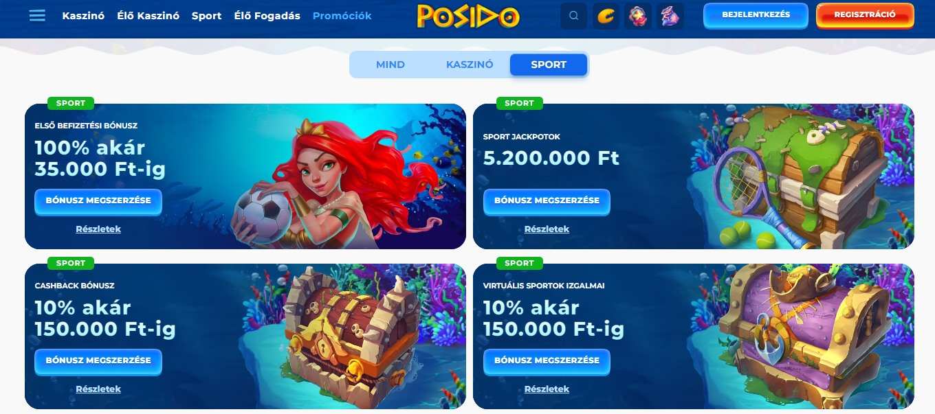Posido Sport Bónuszok és Promóciók, sportfogadasok.net