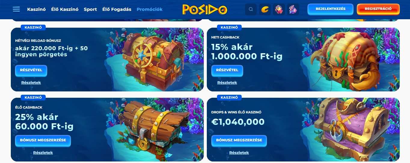 Posido kaszinó Bónuszok és Promóciók, sportfogadasok.net