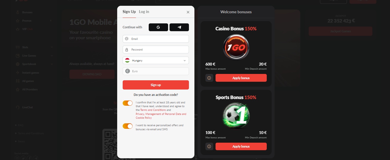 1Go Casino Registration, sportfogadasok.net