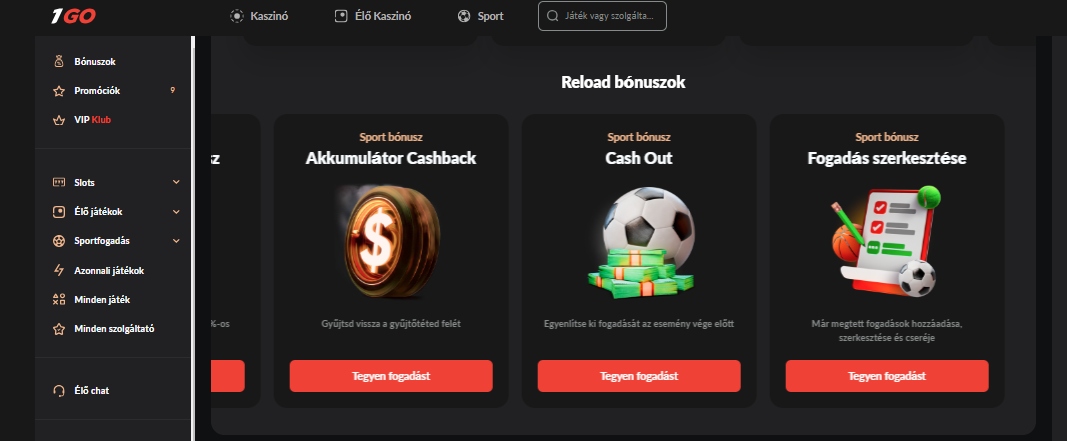 1Go Casino Sport Betting Bonuses, sportfogadasok.net