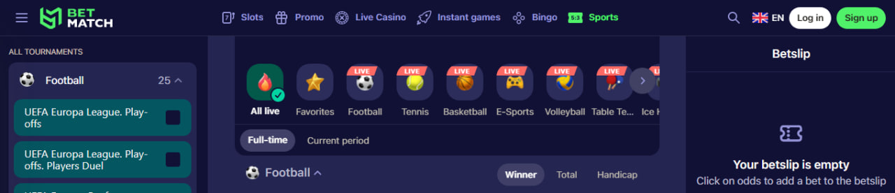 Sportfogadás a BetMatch bukmékernél