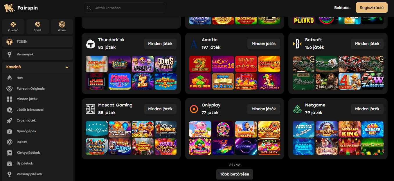 Fairspin casino Game selection, sportfogadasok.net